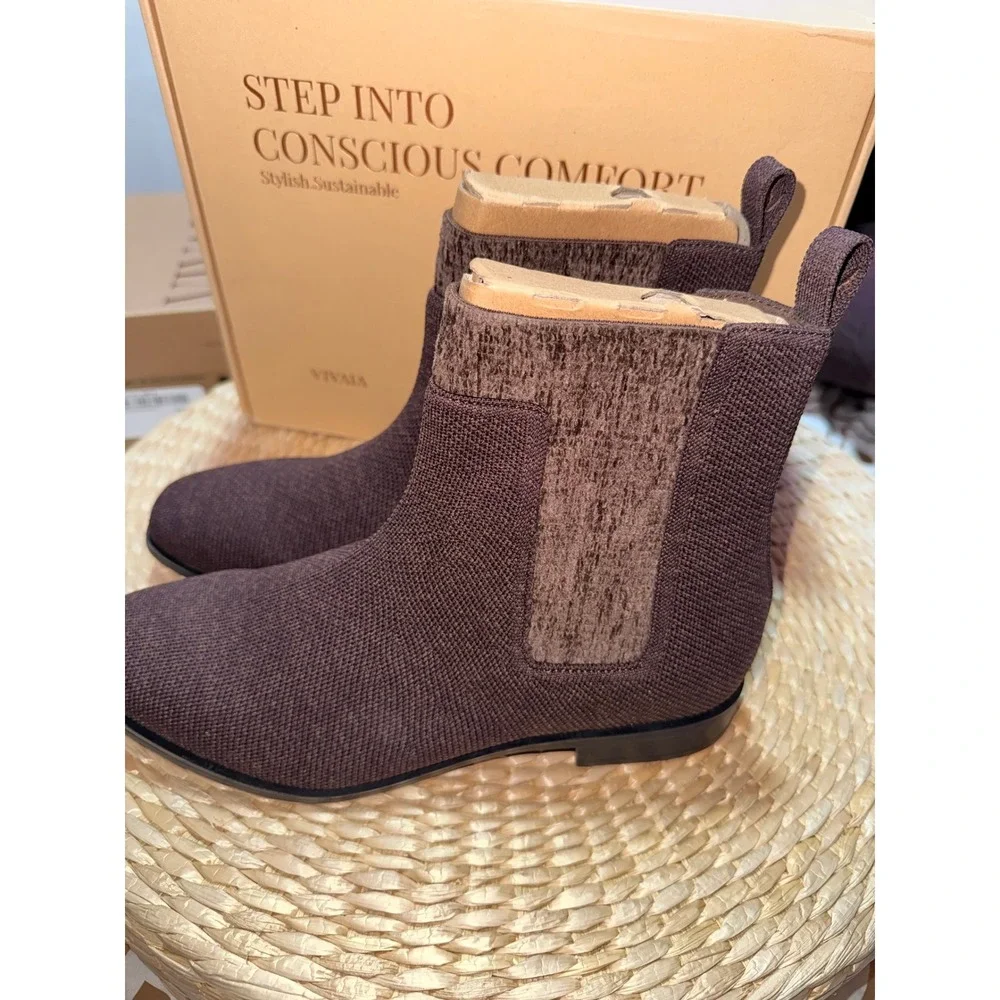 VIVAIA‎ Water-Repellent Square Toe Boots Dark Chocolate size EU/40 US/9